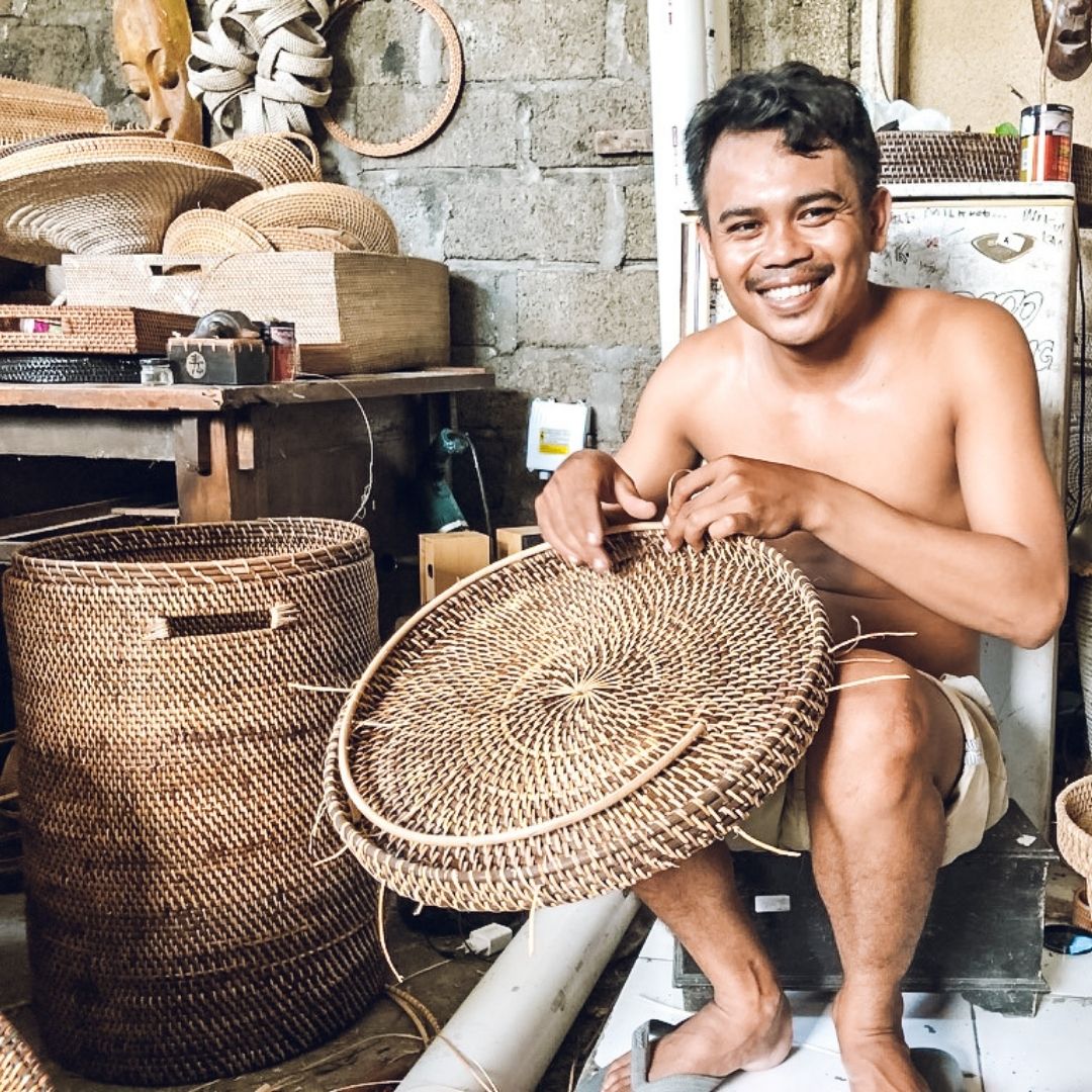 Rattan Wäschekorb Aga - Rattan mit Deckel weiss