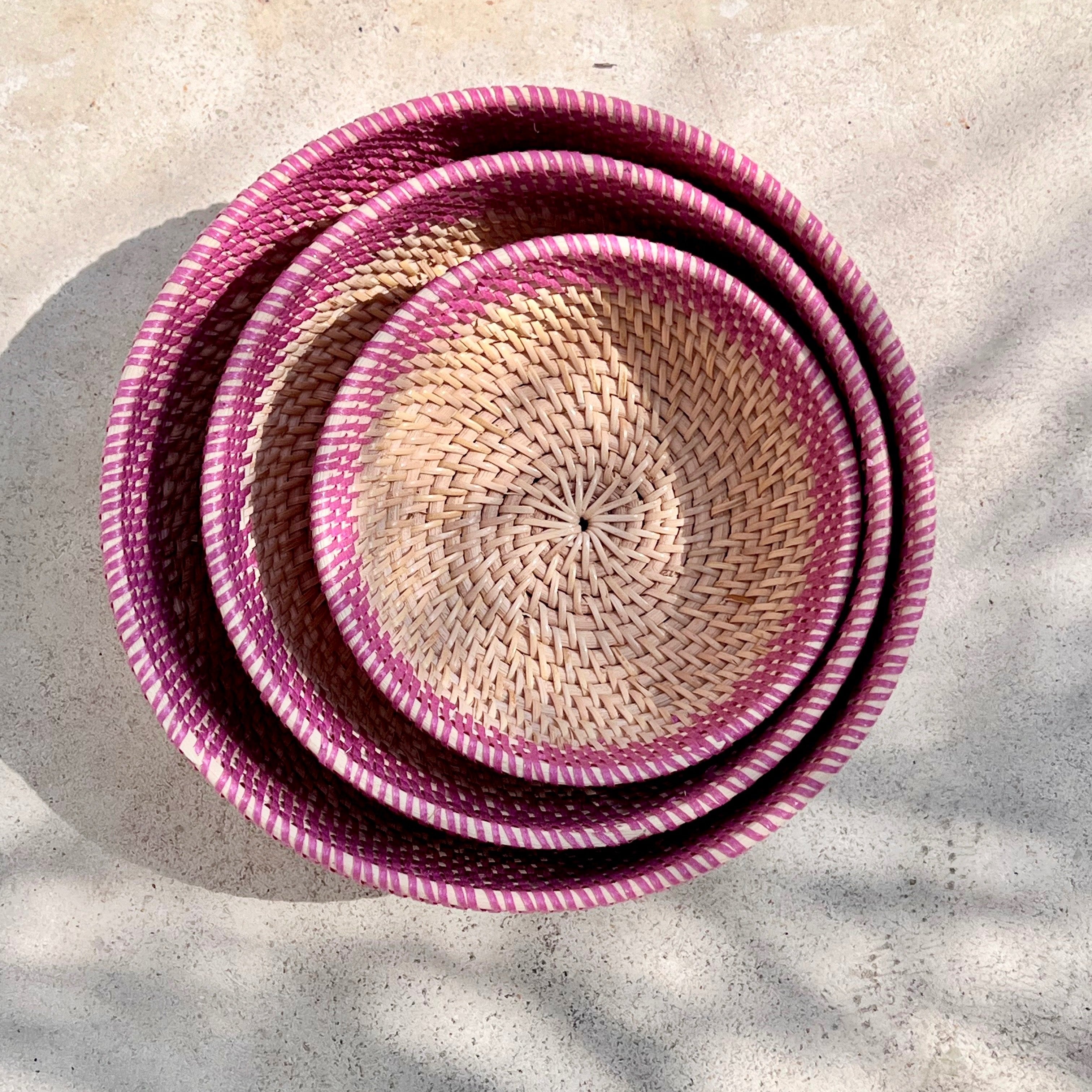 Milu II Rattan-Schale – Handgefertigt, Rund, in drei Größen, Perfekt für kleine Dinge, in verschiedenen Farben