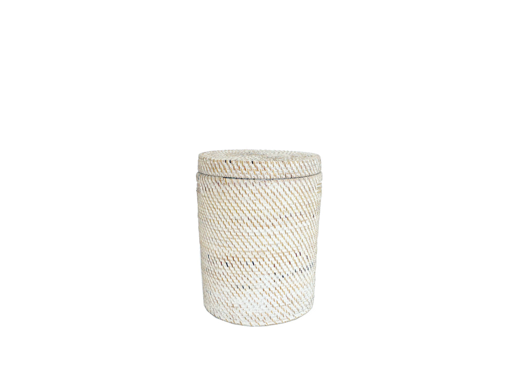 Rattan Wäschekorb Aga - Rattan mit Deckel weiss